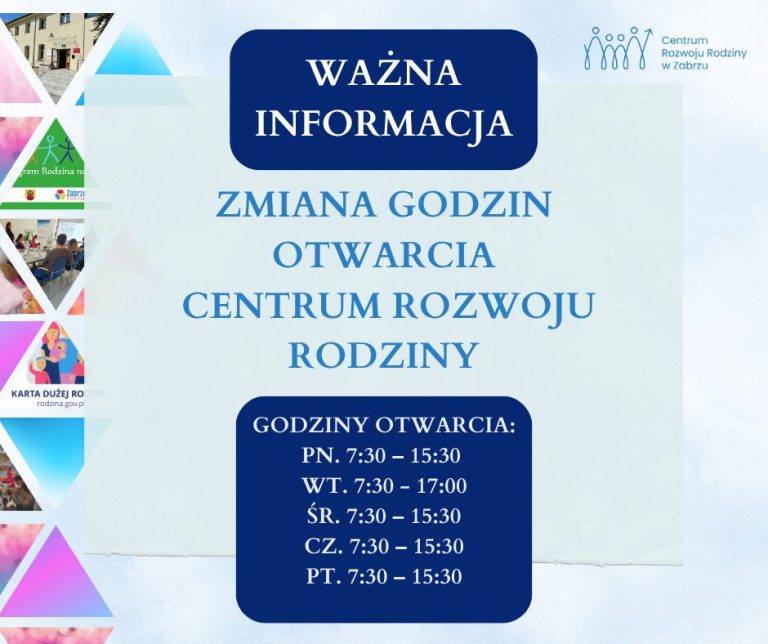 Zmiana godzin otwarcia Centrum Rozwoju Rodziny